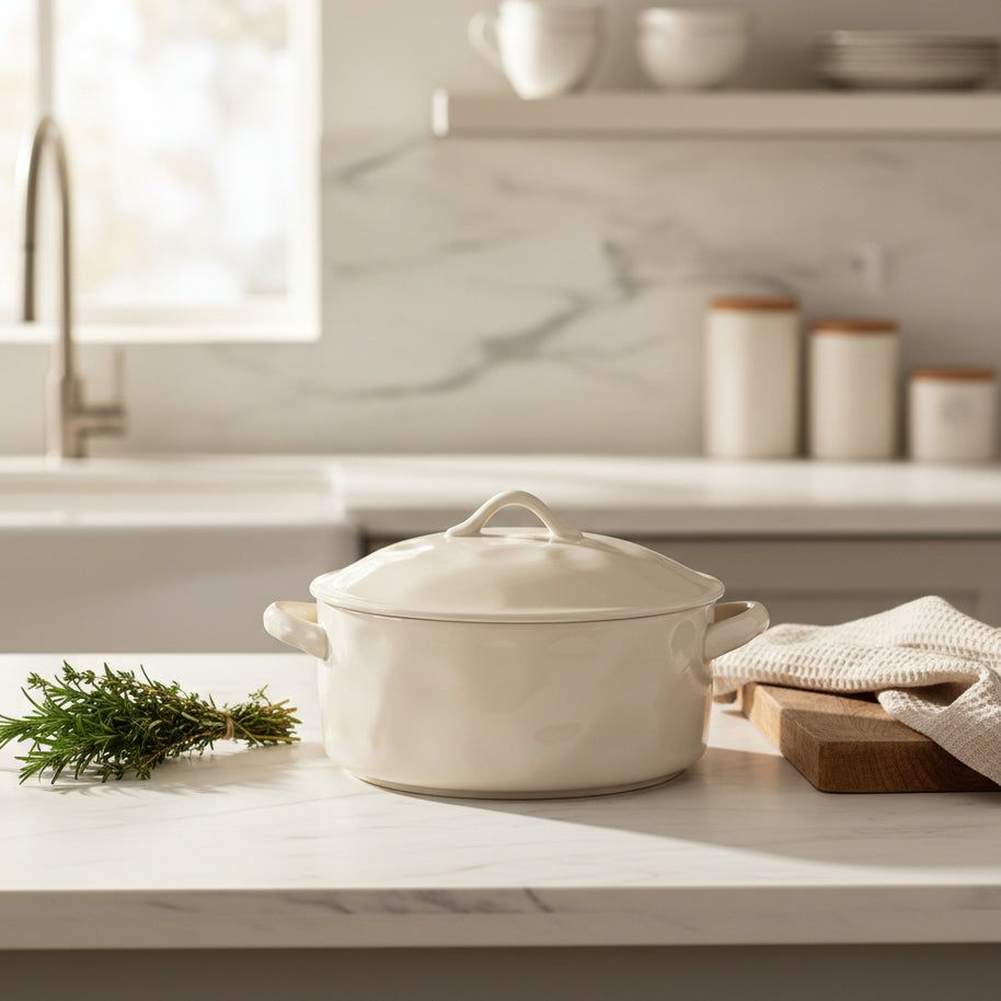 Soupière en porcelaine Hauslyon Northfolk avec couvercle, élégante vaisselle pour servir la soupe ou le bouillon.