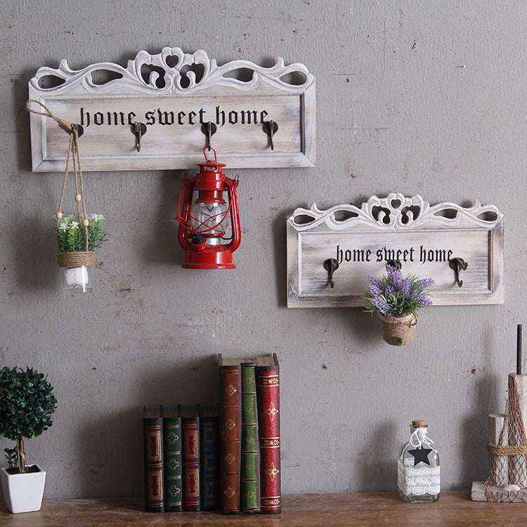 American And European Style Country Creative Retro Nostalgic Carved Wooden Wall Wall Hanging Decorative Hook - HAUSSLYON