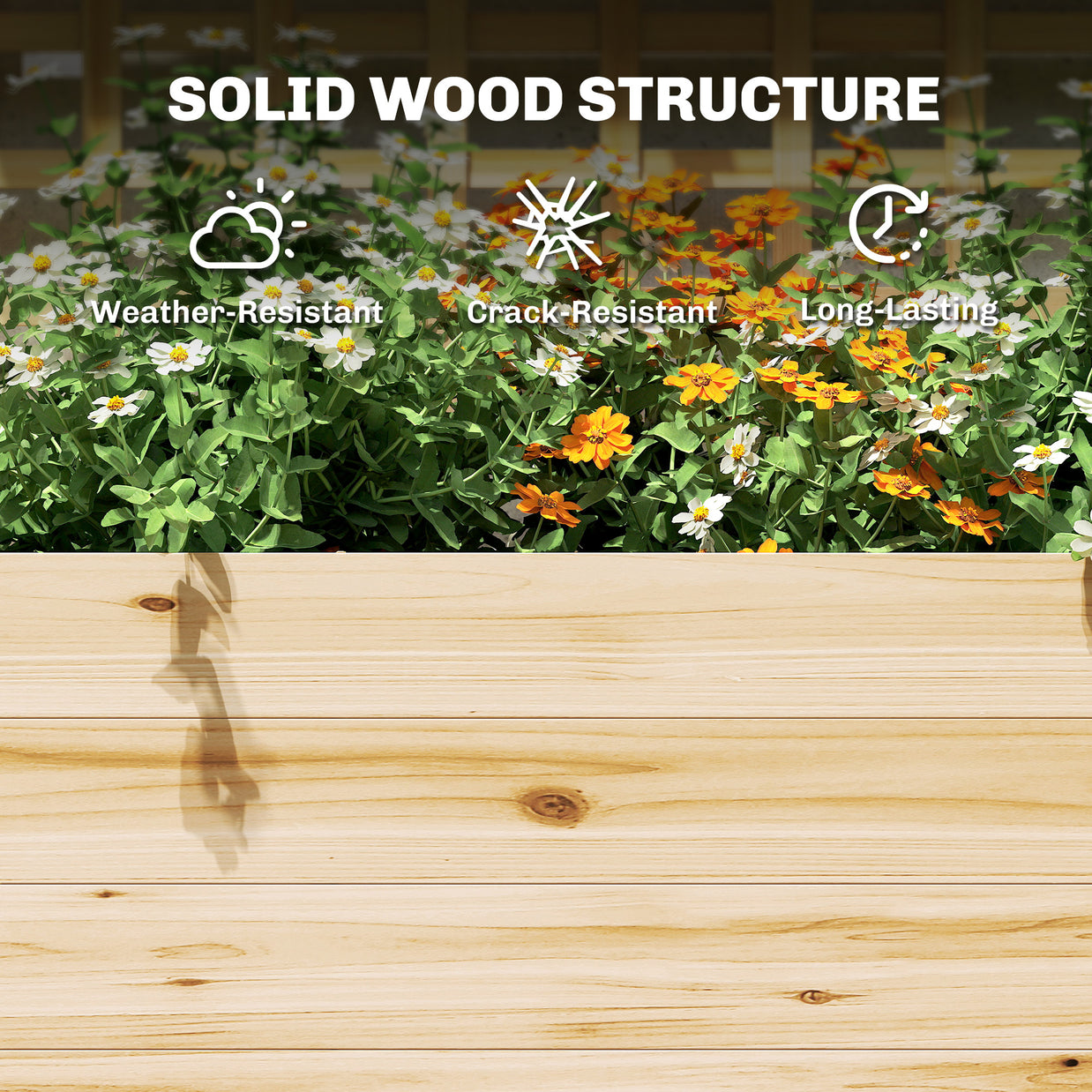 Jardinière surélevée AOSOM modèle IFRANE, en bois ou métal, avec espace pour plantes ou fleurs, vue de face.