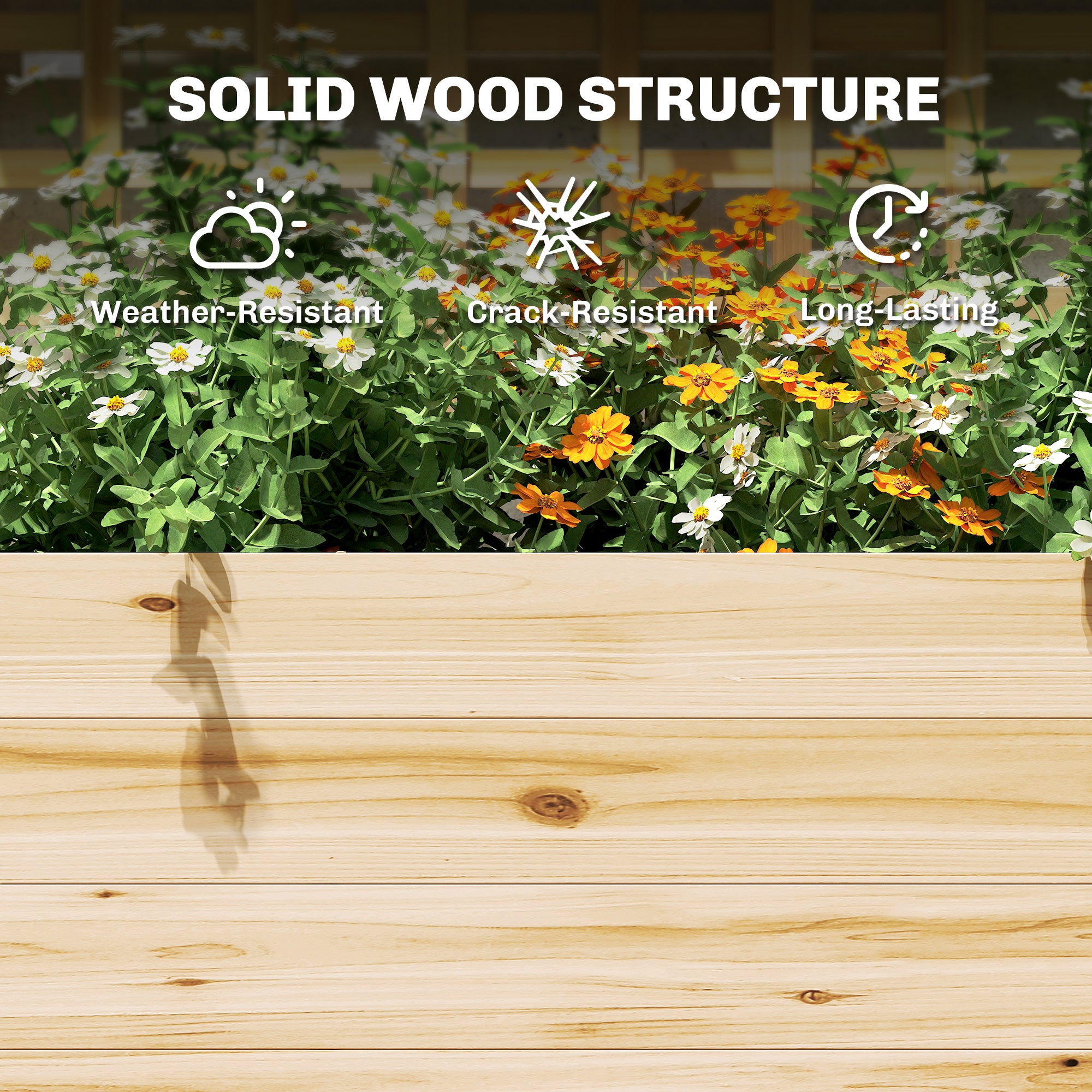 Jardinière surélevée AOSOM modèle IFRANE, en bois ou métal, avec espace pour plantes ou fleurs, vue de face.