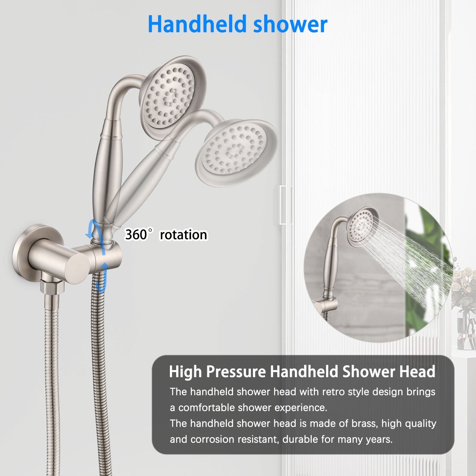 Single-Handle 4-Spray Patterns Bathroom Rain Shower Faucet With Body Jet Handshower In Brushed Nickel  Valve Included - HAUSSLYON