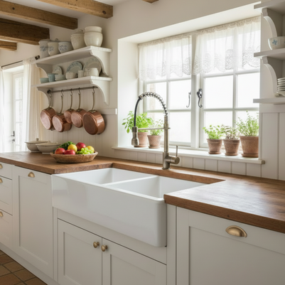 Robinet de cuisine VidaXL Rillieux en acier inoxydable avec poignée tournante et bec extensible, installation murale élégante.