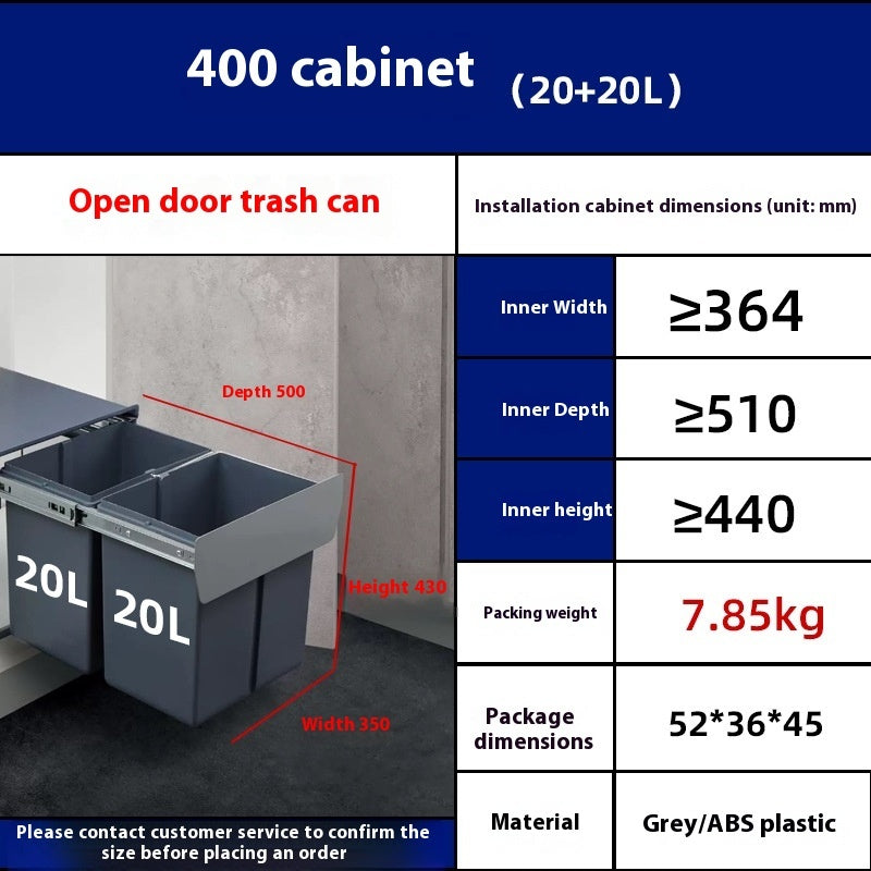 Cabinet Embedded Trash Can Hidden With Lid - HAUSSLYON