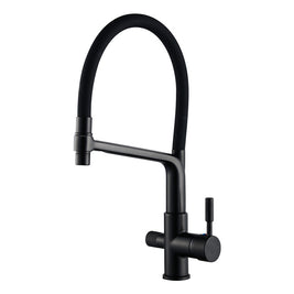 Robinet de cuisine VidaXL Toscanie en acier inoxydable, avec poignée et bec extensible pour l’évier.