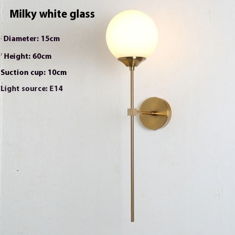 Simple Glass Wall Lamp Creative Bedroom Bedside Lamp - HAUSSLYON