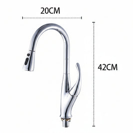 Robinet de cuisine VidaXL Fleury avec levier, en acier inoxydable, vue de face, style moderne et finition brillante.