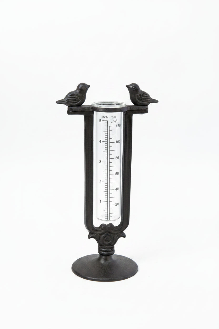 Retro Pastoral Creative Pure Handcrafted Cast Iron Double-bird Rain Gauge - HAUSSLYON
