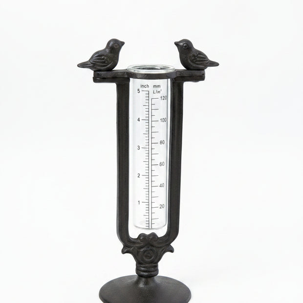 Retro Pastoral Creative Pure Handcrafted Cast Iron Double-bird Rain Gauge - HAUSSLYON