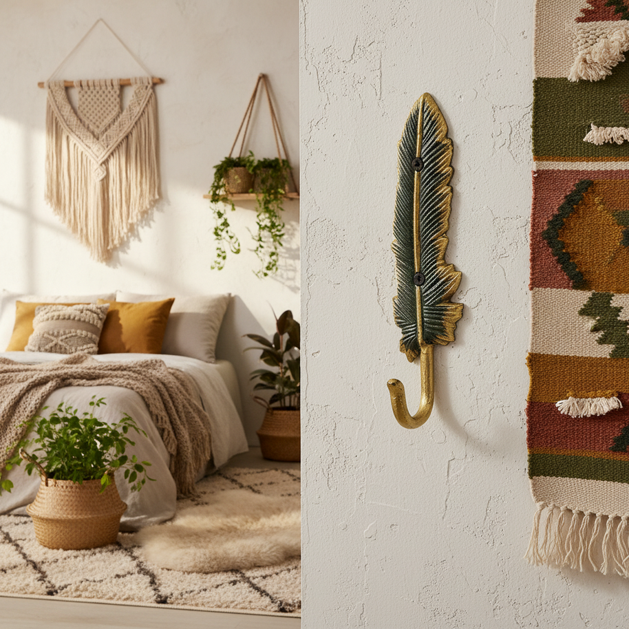 Mural crochet Nanaimo de VidaXL avec motif élégant en couleurs naturelles, décoration murale artisanale pour intérieur.