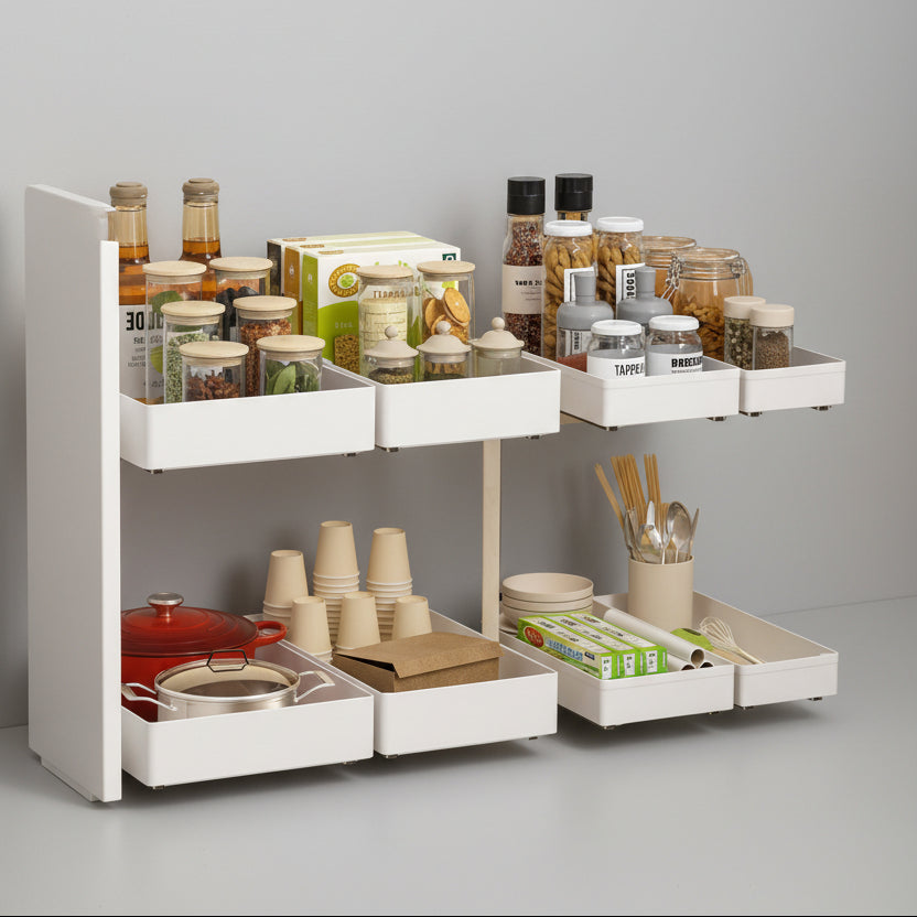 Étagère coulissante rétractable sans perçage pour armoire HAUSSLYON, design pratique et moderne, en métal.