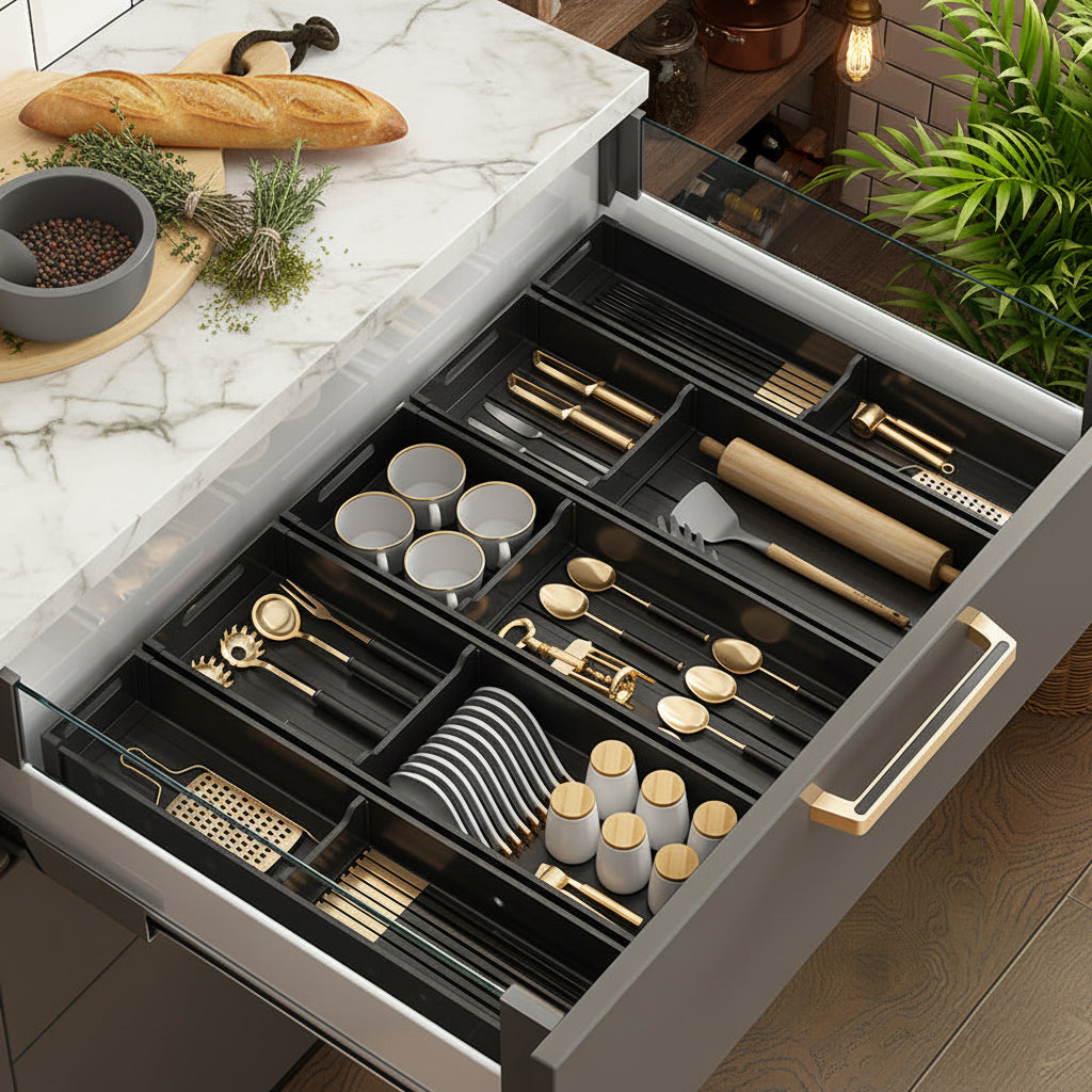 Kitchen Drawer Divider Cabinet Storage Sorting Box - HAUSSLYON