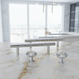 Poignées et boutons Faria Chrome de VidaXL, finition chromée brillante pour meubles ou armoires.