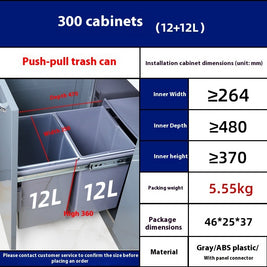 Cabinet Embedded Trash Can Hidden With Lid - HAUSSLYON