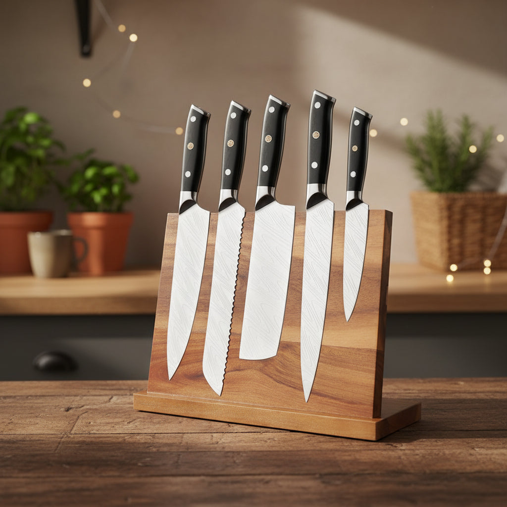 Kitchen Magnetic Wooden Knife Holder - HAUSSLYON