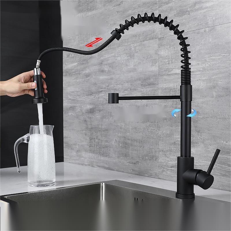 Stainless Steel Spring Pull Telescoping Kitchen Faucet - HAUSSLYON