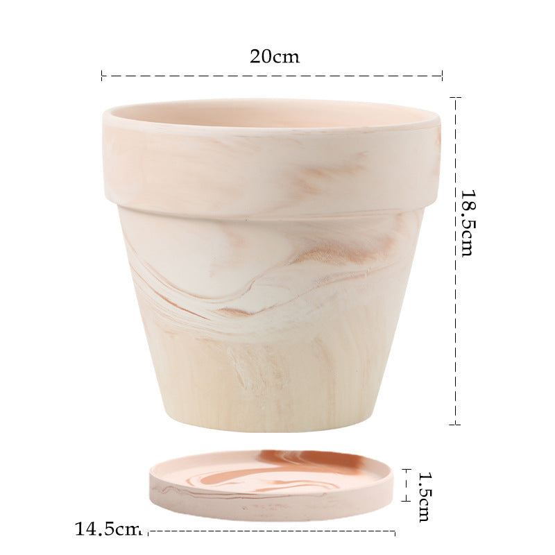 Gradient Macchiato Red And White Pottery Natural Pot Vegetarian Burning Breathable And Absorbent Large Type Green Plants Meaty - HAUSSLYON