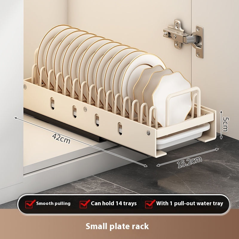 Kitchen Household Bowl Plate Plate Storage Rack Cabinet Built-in Drawer Draining Basket Bowl Rack - HAUSSLYON