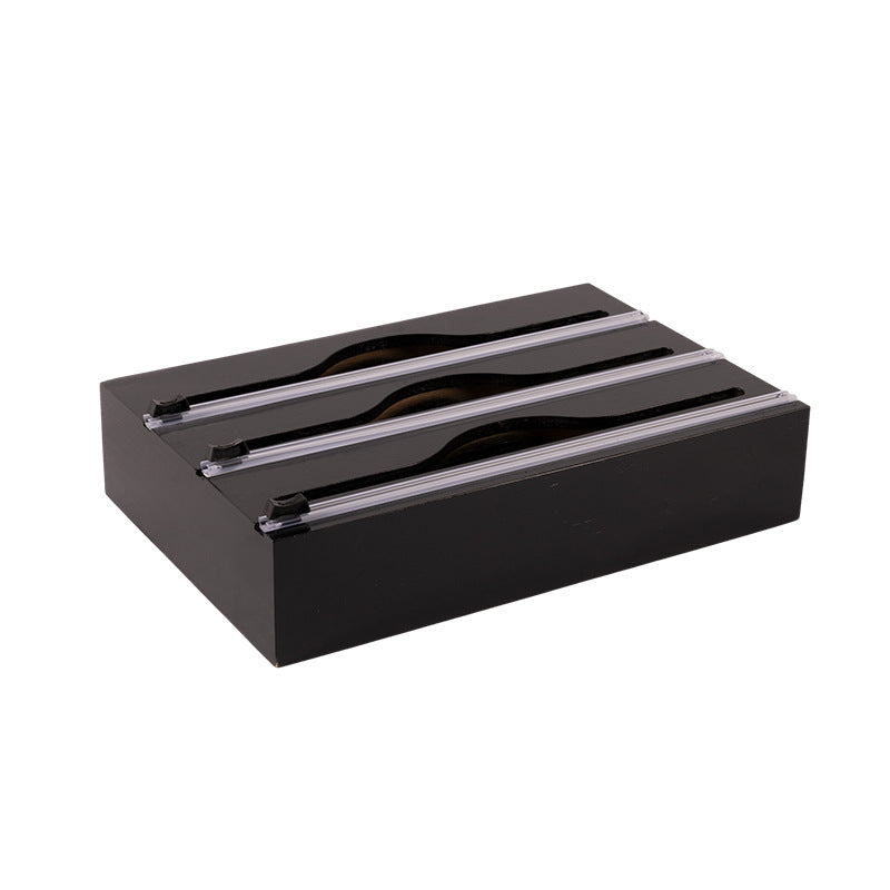 3 In 1 Bamboo Wrap Organizer With Cutter And Labels, Plastic Wrap Aluminum Foil And Wax Dispenser For Kitchen - HAUSSLYON