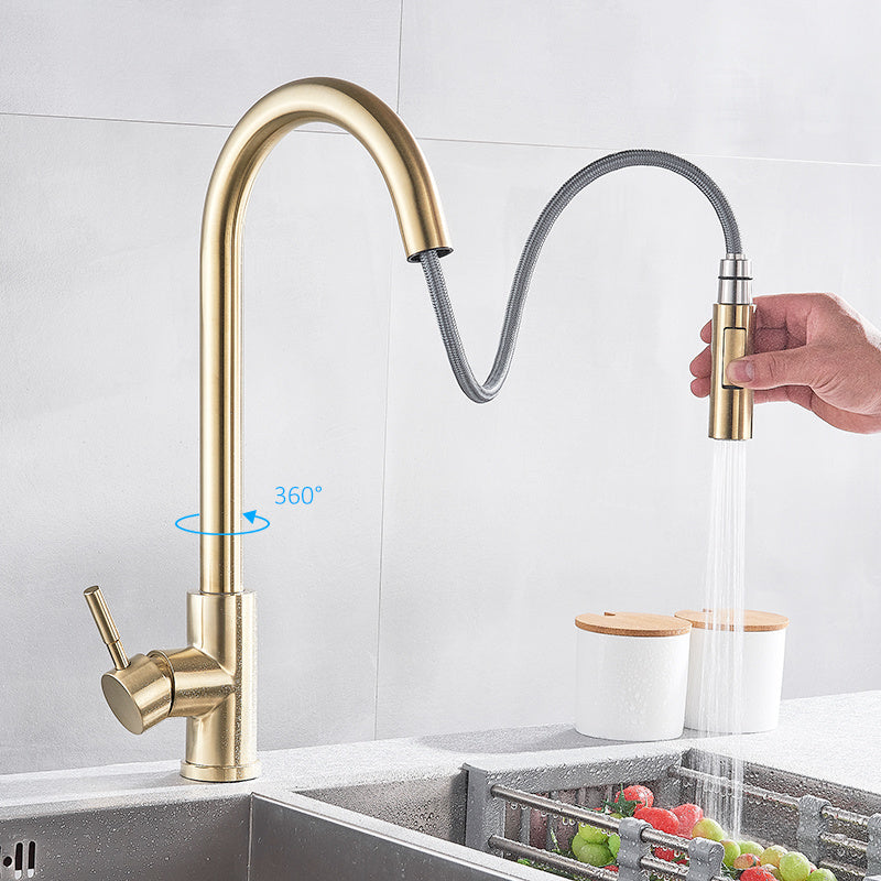 Full copper pull-out rotatable kitchen faucet - HAUSSLYON