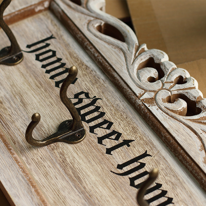 American And European Style Country Creative Retro Nostalgic Carved Wooden Wall Wall Hanging Decorative Hook - HAUSSLYON
