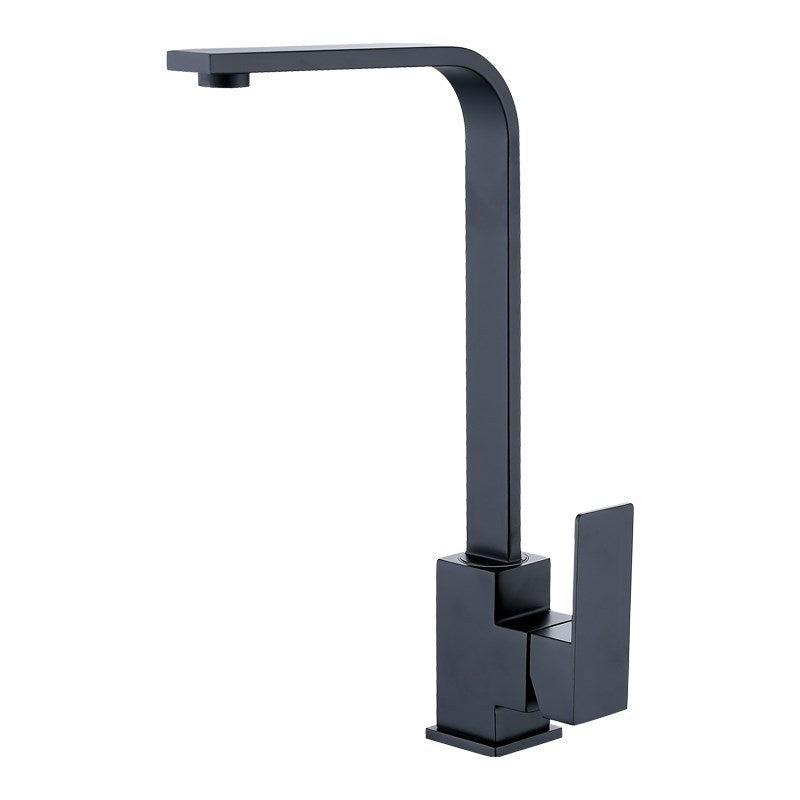 Black paint seven-character square kitchen faucet - HAUSSLYON