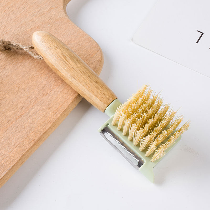 Pure Wood Fruit And Vegetable Brush Stainless Steel Grater - HAUSSLYON