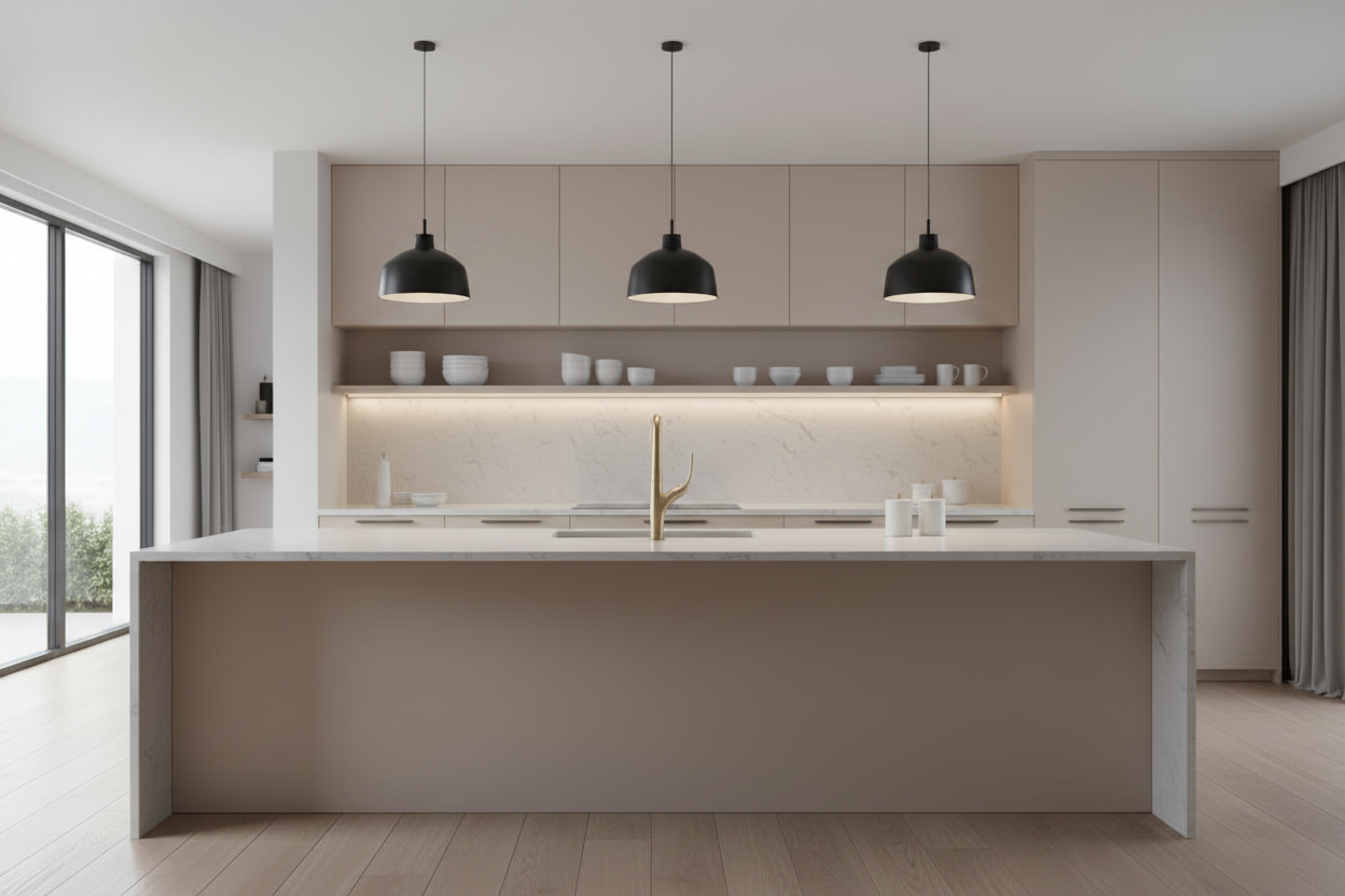 Robinet de cuisine Long Fleury de la marque Renfan, en finition élégante, avec levier de commande et design moderne.
