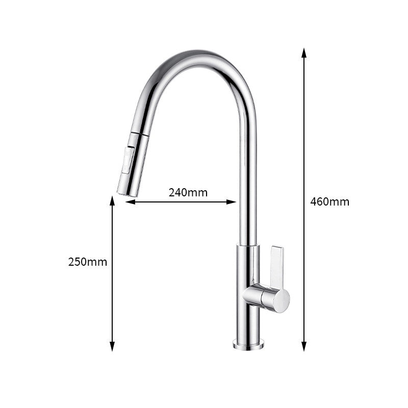 All-copper Hot-and-cold Pull-down Kitchen Faucet For The Sink - HAUSSLYON