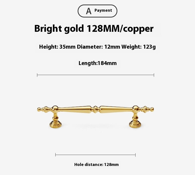 Bright Gold Wardrobe Drawer Cabinet Copper Handle - HAUSSLYON