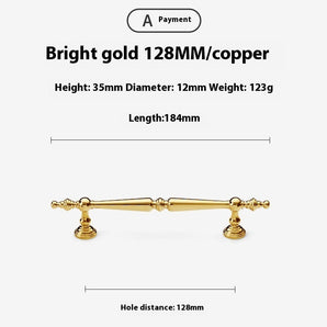 Bright Gold Wardrobe Drawer Cabinet Copper Handle - HAUSSLYON