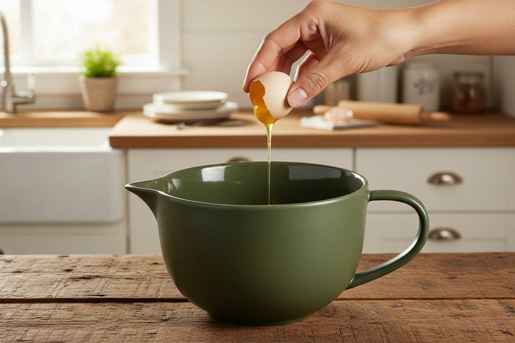 Ceramic Mixing Bowl Egg Beating Handle Baking At Home Pointed Drainage - HAUSSLYON