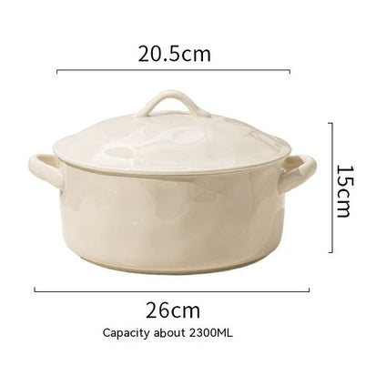 Soupière en porcelaine avec couvercle Hauslyon Northfolk, élégante vaisselle pour servir la soupe ou le bouillon.