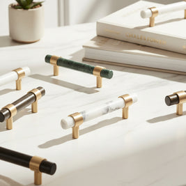 Natural Marble Pure Brass Door Handle - HAUSSLYON
