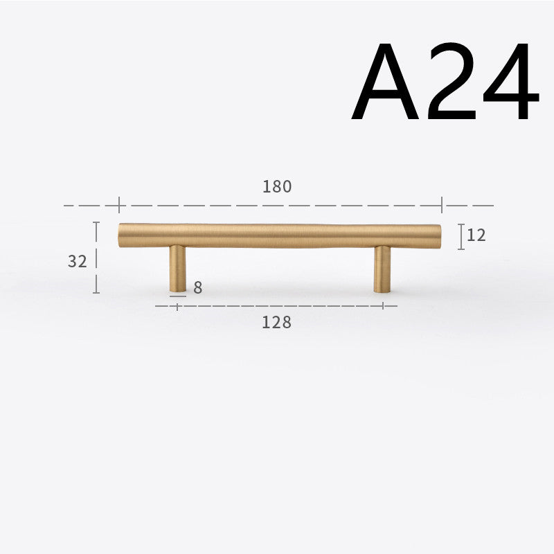 Pure Copper Cabinet Door Handle Golden Light Luxury Brass Handle - HAUSSLYON