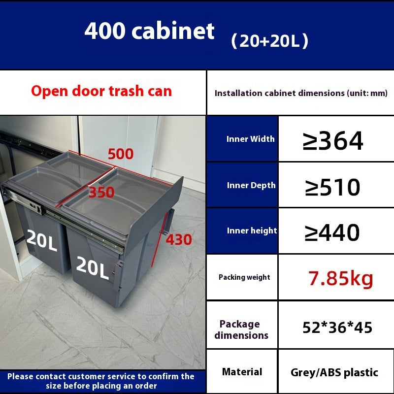 Cabinet Embedded Trash Can Hidden With Lid - HAUSSLYON