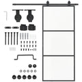 36" x 84" Sliding Door with Hardware Kit, Handle, & Track, Frosted Tempered Glass Door, Easy Installation - HAUSSLYON