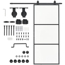 Porte coulissante en verre de 36x84 pouces de marque AOSOM, avec cadre en métal pour intérieur moderne.