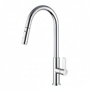 Robinet de cuisine VidaXL Sherbrooke en acier inoxydable avec poignée moderne et sortie d'eau flexible.