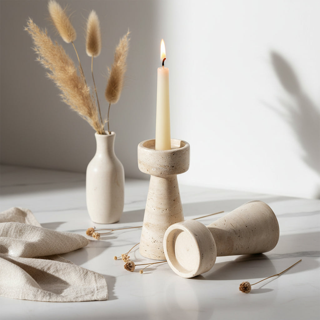 Creative Natural Cave Stone Candlestick Furnishings Ornaments - HAUSSLYON
