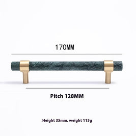 Natural Marble Pure Brass Door Handle - HAUSSLYON