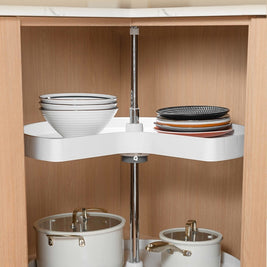 Étagère d'angle rotative VidaXL Sherbrooke en bois avec plusieurs niveaux pour rangement efficace et design moderne.