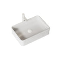 20 Bathroom Sink, Rectangular Striped Vessel Ceramic Basin Without Faucet, NO Cabinet, White - HAUSSLYON