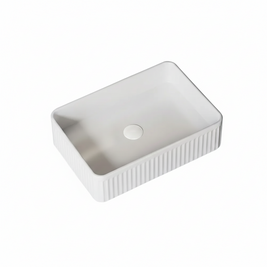Lavabo salle de bain Turin blanc VidaXL, évier en céramique blanc avec design moderne, vue de face sur le lavabo.