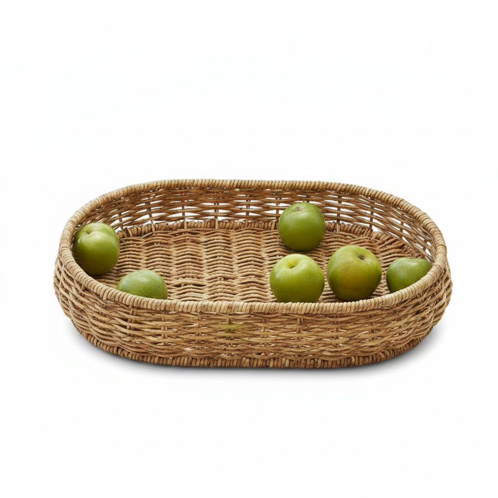 Panier en rotin tressé à la main pour fruits et pains japonais, de la marque RENFAN, avec une conception traditionnelle.