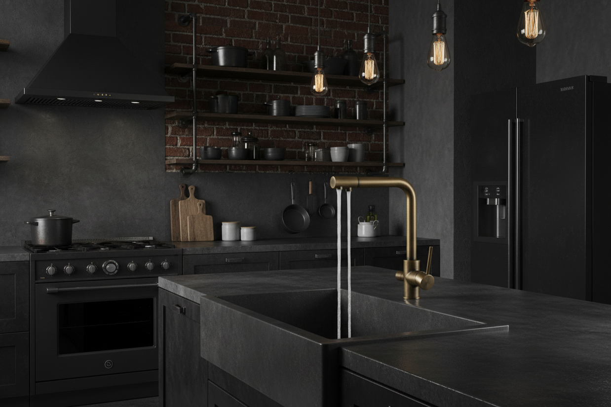 Robinet de cuisine VidaXL Chandler II en acier inoxydable avec bec tournant et poignée moderne, installation sur évier.
