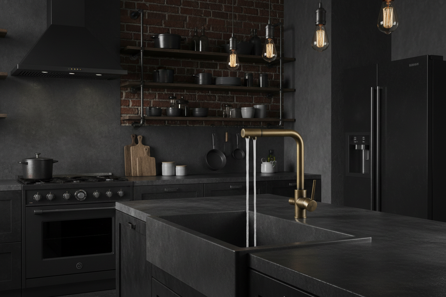 Robinet de cuisine VidaXL Chandler II en acier inoxydable avec bec tournant et poignée moderne, installation sur évier.