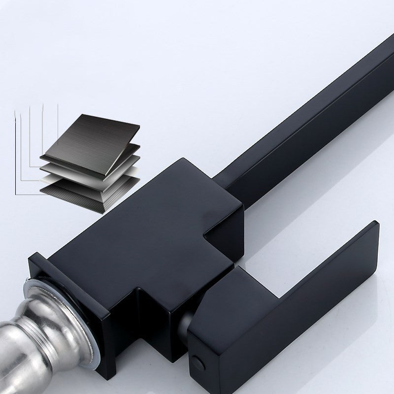 Black paint seven-character square kitchen faucet - HAUSSLYON