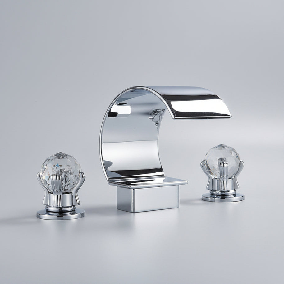 Robinet de salle de bain HAUSSLYON Crystal en finition chromée avec poignée moderne et embouts pour douche.
