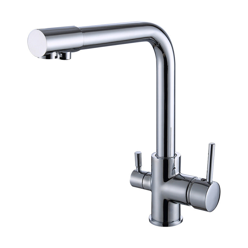 Robinet de cuisine VidaXL Chandler II en métal chromé avec poignée tournante et bec flexible, pour évier de cuisine moderne.