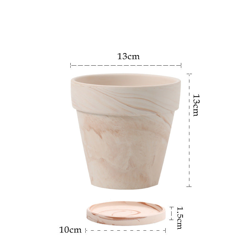 Gradient Macchiato Red And White Pottery Natural Pot Vegetarian Burning Breathable And Absorbent Large Type Green Plants Meaty - HAUSSLYON